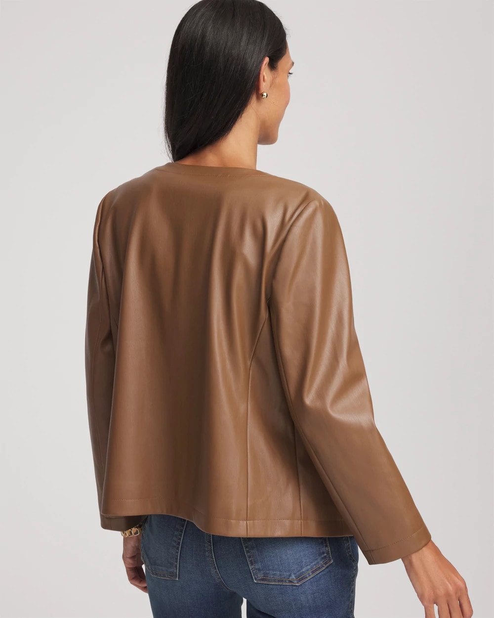 Chico's Floral Cutwork Faux Leather Jacket