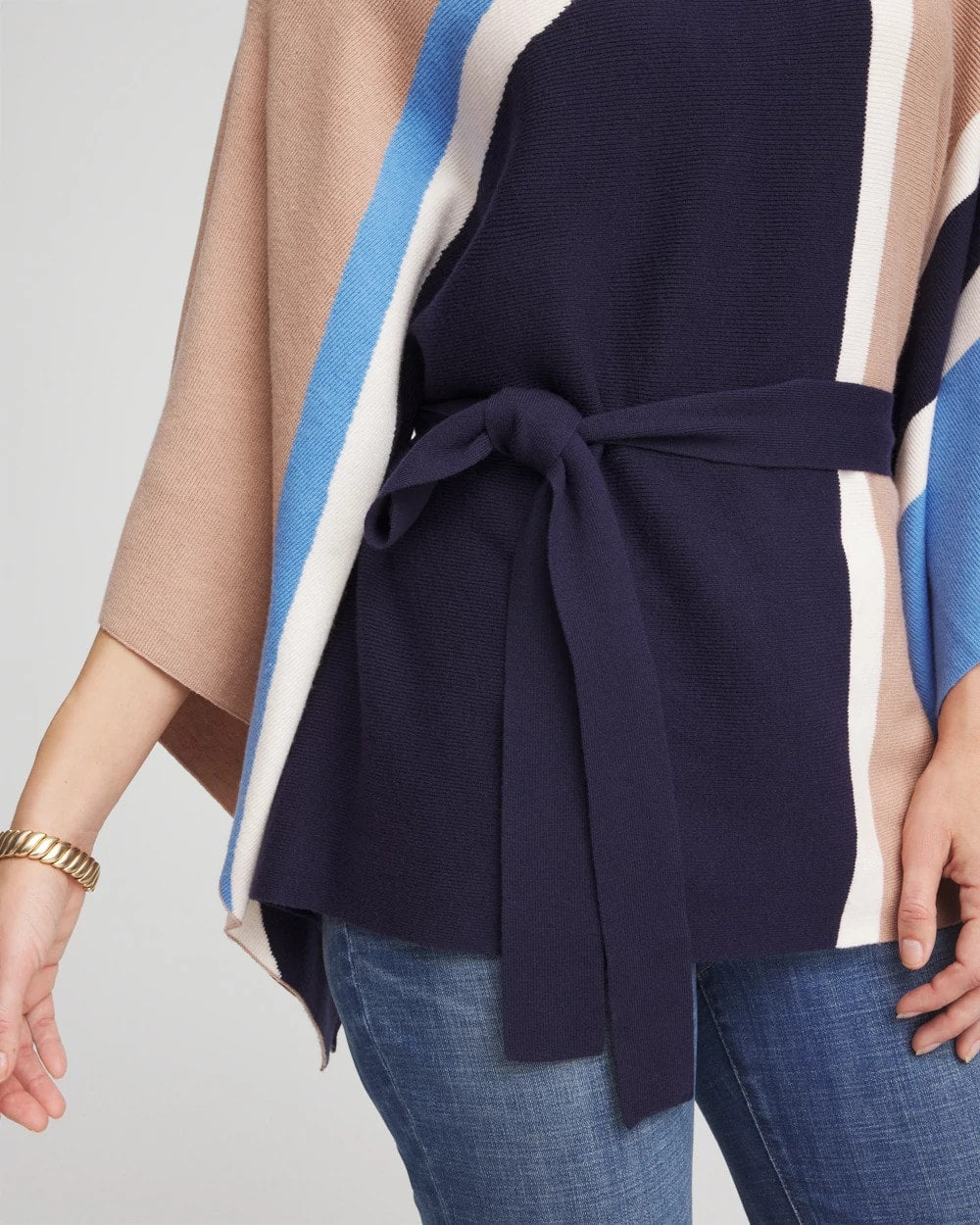 Chico's Belted Colorblock Poncho