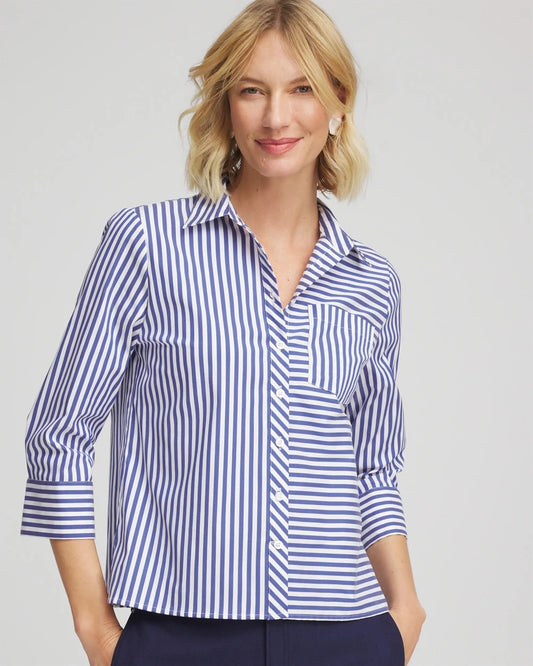 Chico's Stripe Mixing Poplin Shirt