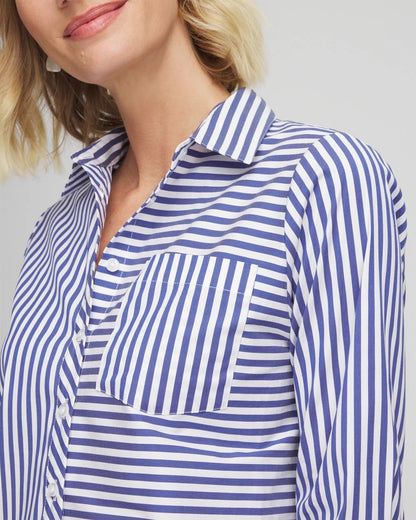 Chico's Stripe Mixing Poplin Shirt