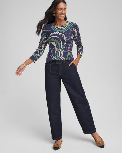 Chico's Status Pima Button Sleeve Tee