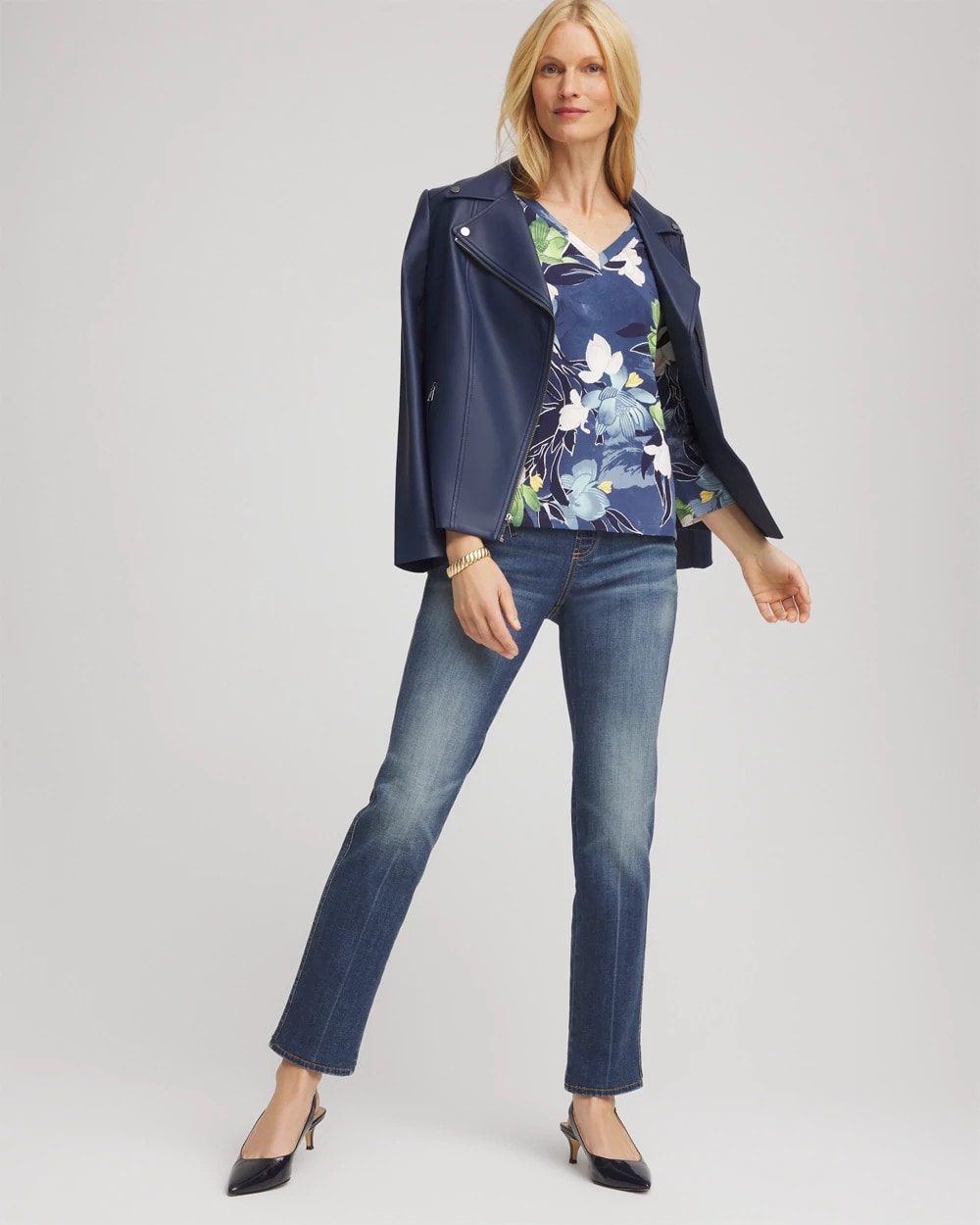 Chico's Printed 3/4 Sleeve Perfect Tee