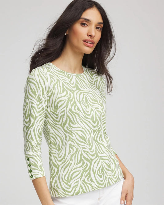 Chico's Pima Button Sleeve Tee
