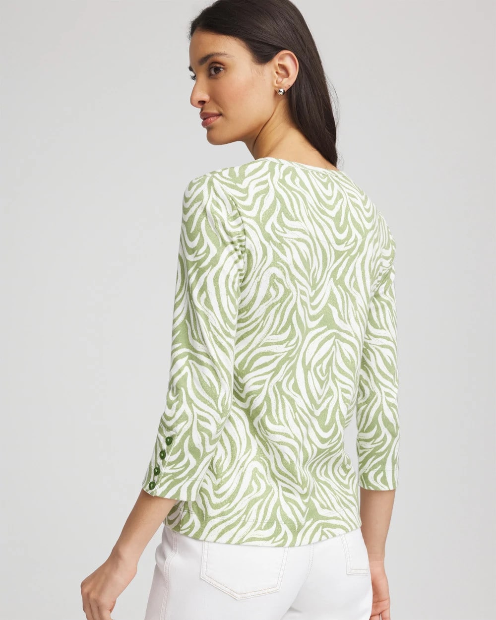 Chico's Pima Button Sleeve Tee