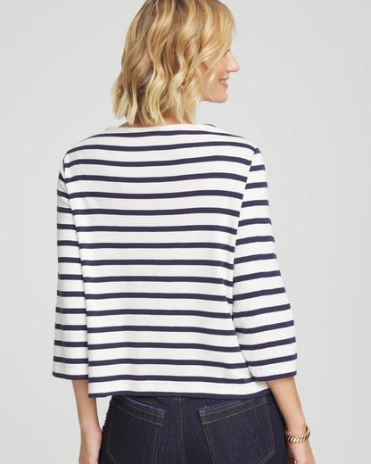 Chico's Bateau Neck Stripe Top