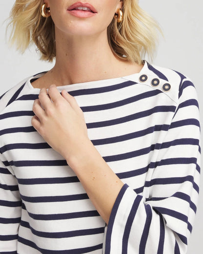 Chico's Bateau Neck Stripe Top