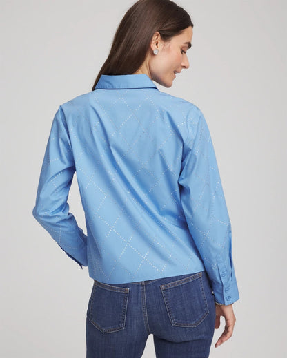 Chico's Embellished Stretch Cotton Collared Shirt