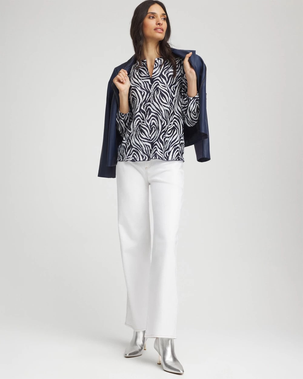 Chico's Zebra Waves Crinkle Top