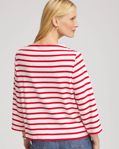 Chico's Bateau Neck Stripe Top