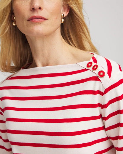 Chico's Bateau Neck Stripe Top