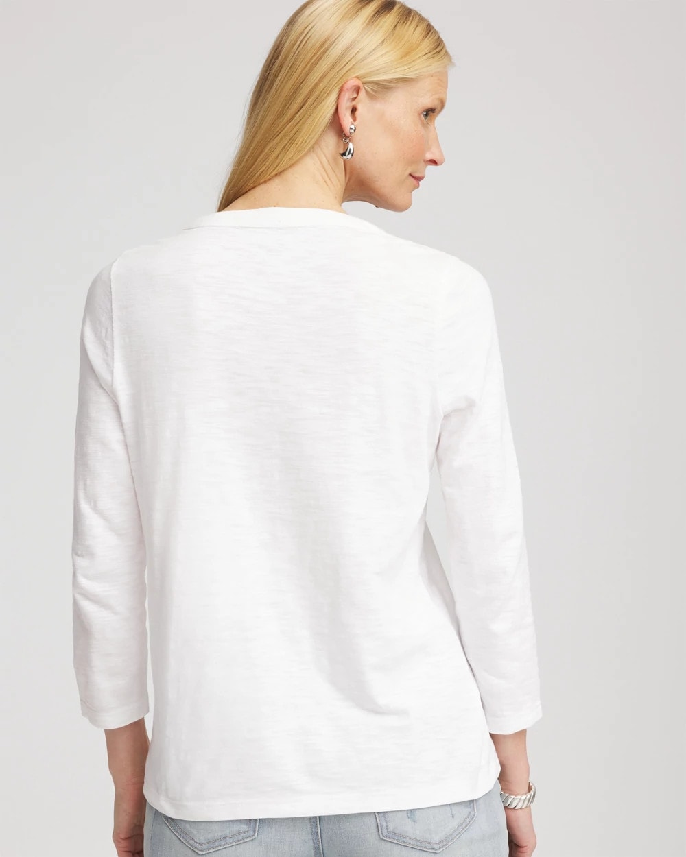 Chico's Slub Splitneck Button Tee