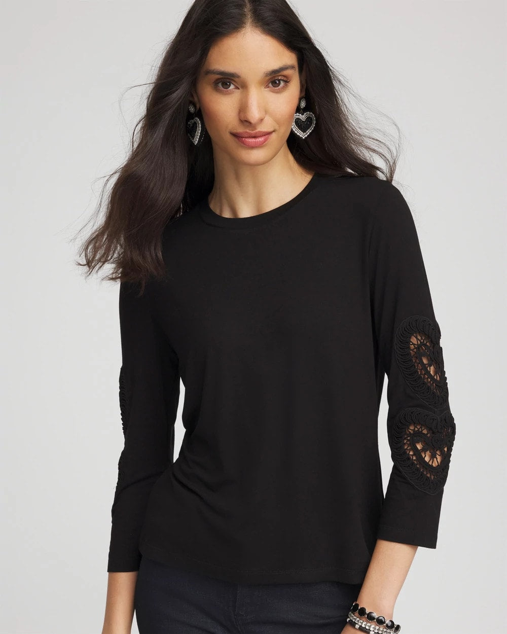 Chico's Heart Sleeve Detail Tee