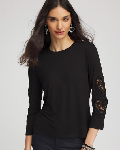 Chico's Heart Sleeve Detail Tee