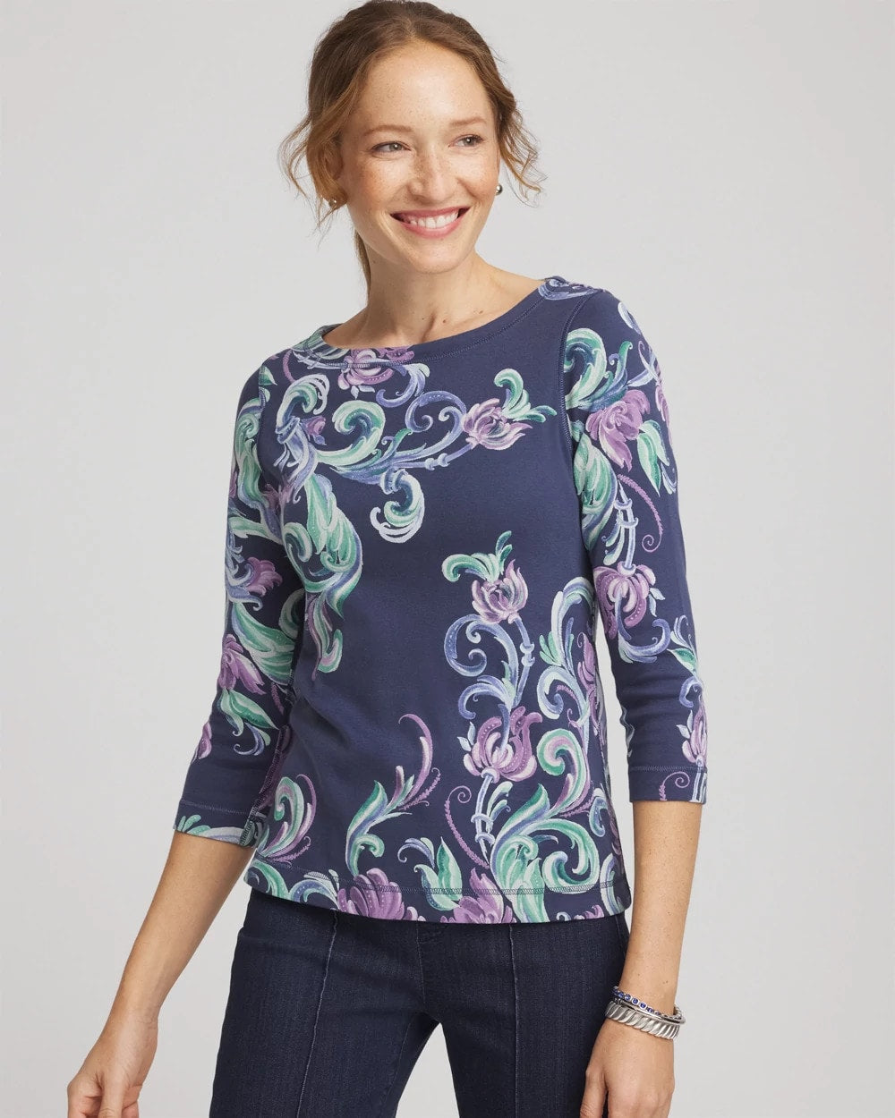 Chico's Pima 3/4 Sleeve Tee