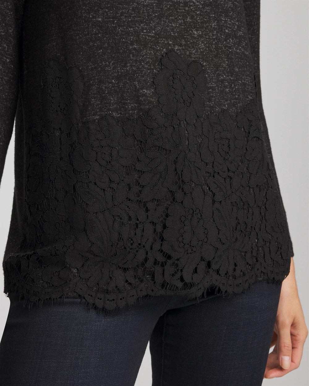 Chico's Lace Hem Cowlneck Top