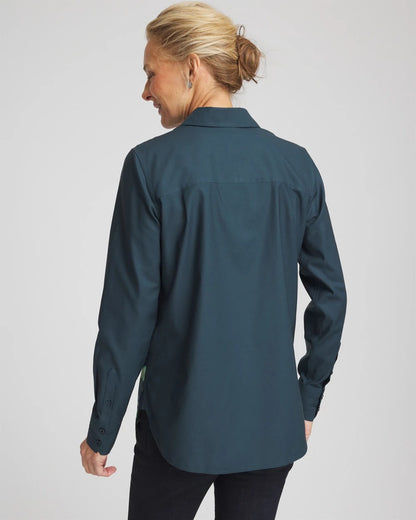 Chico's No Iron™ Glacial Flora Sateen Shirt