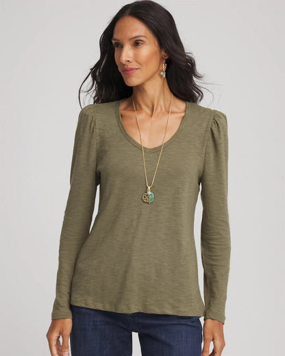 Chico's Slub Puff-Sleeve Tee
