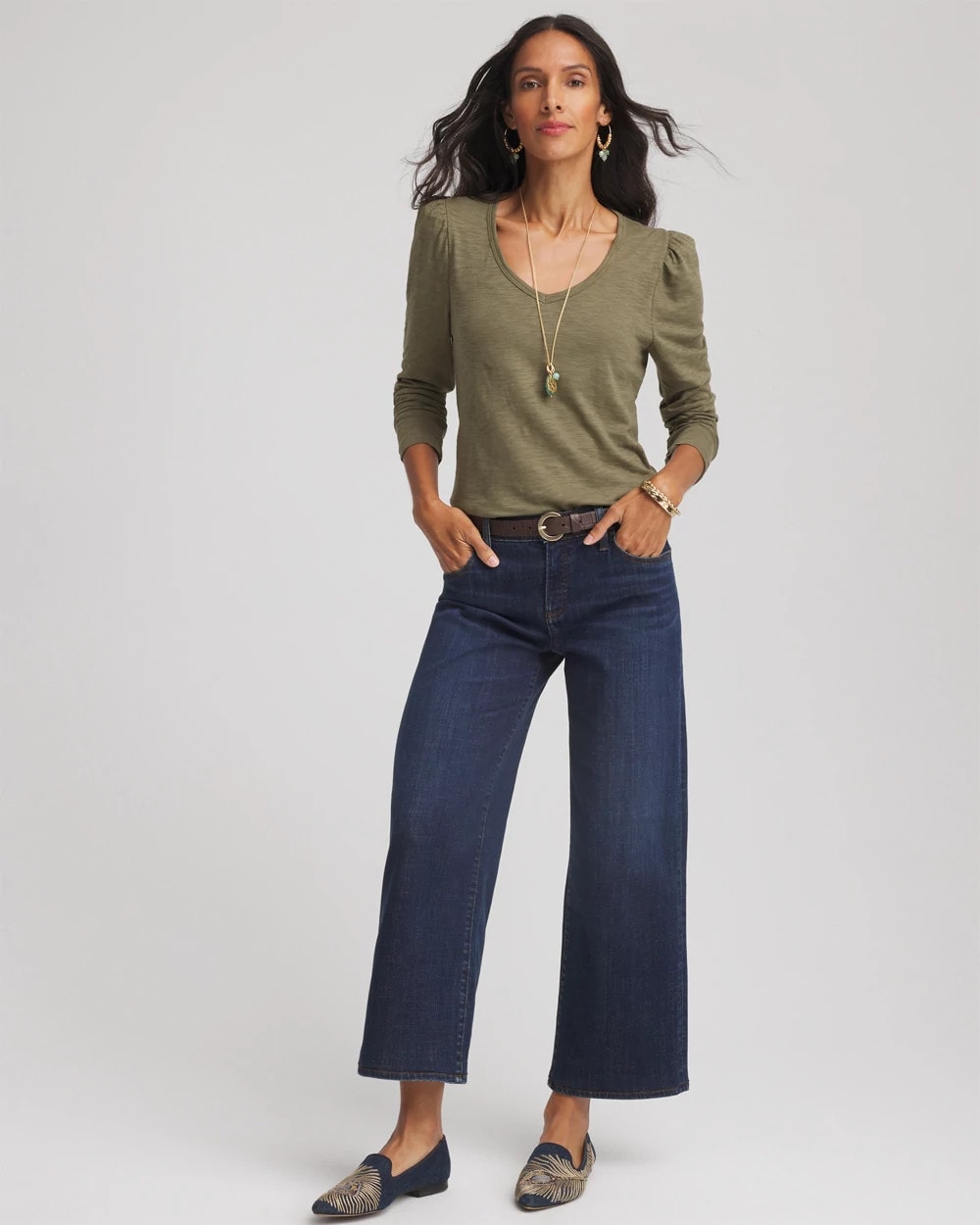 Chico's Slub Puff-Sleeve Tee