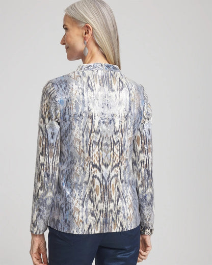 Chico's Sequin Reptile Funnel Neck tee