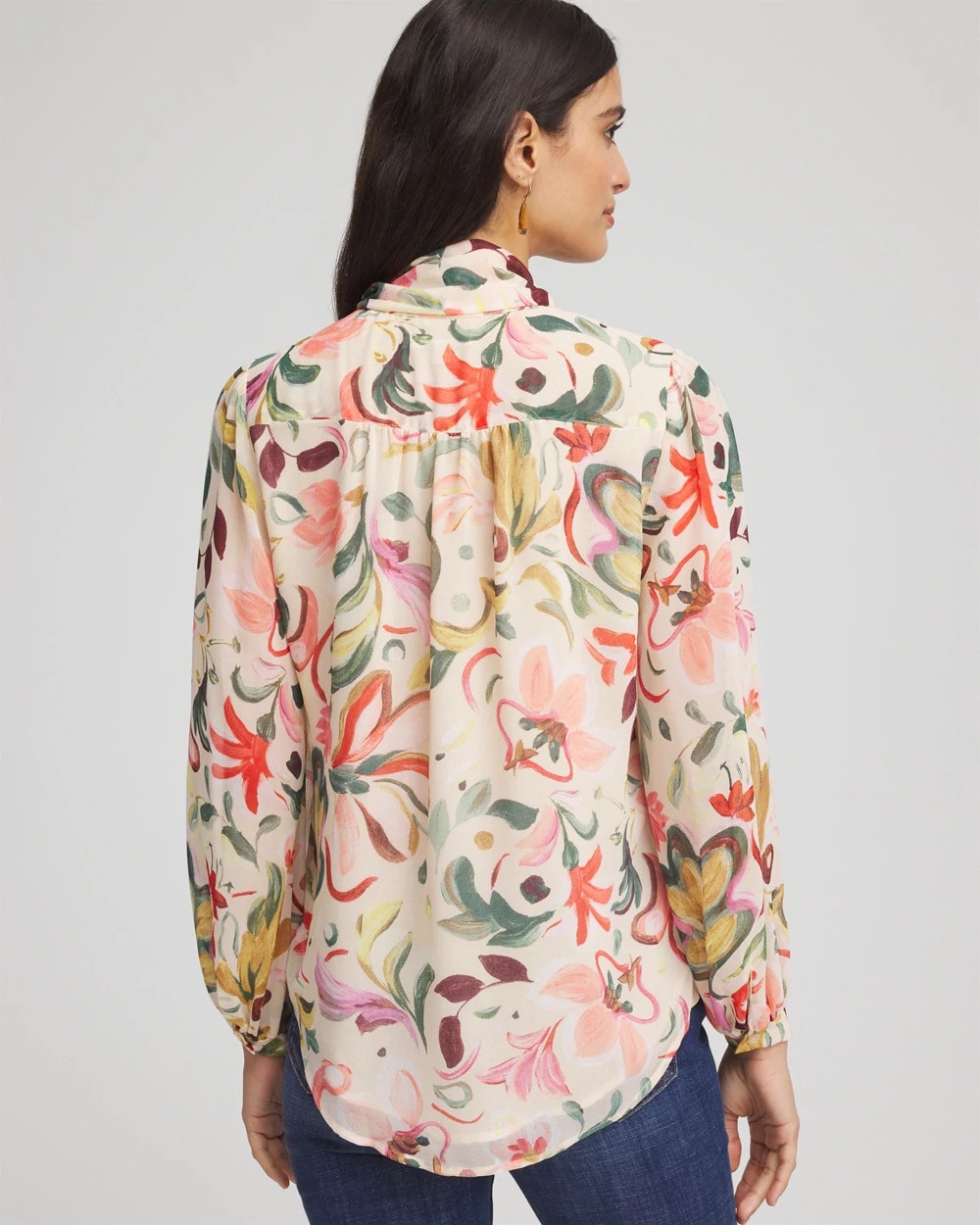 Chico's Floral Jacquard Tie-Front Blouse