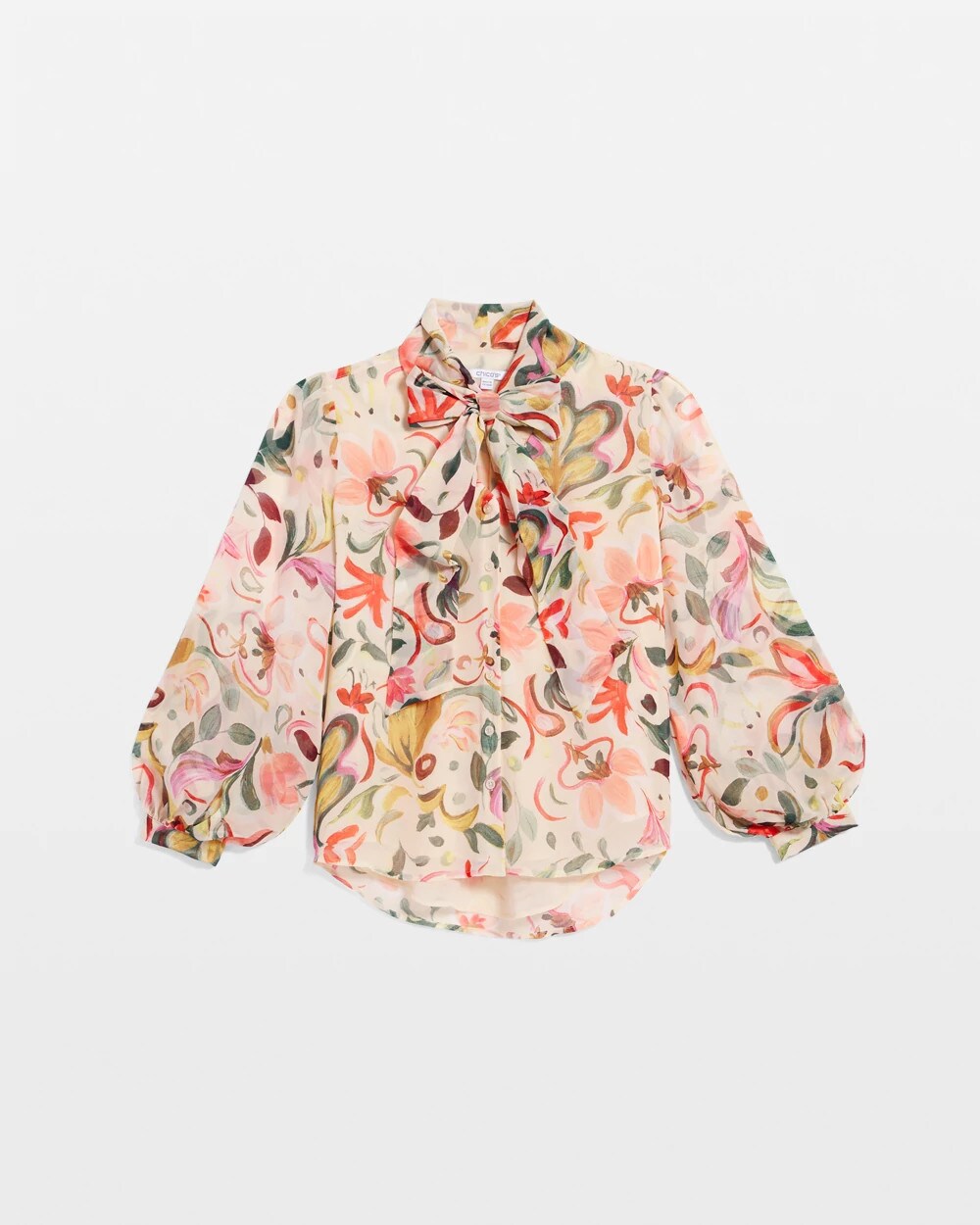 Chico's Floral Jacquard Tie-Front Blouse