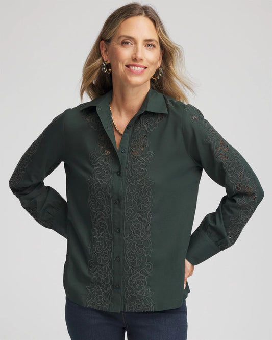 Chico's Lace Cotton Voile Shirt