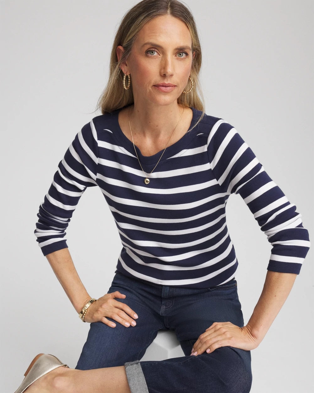 Chico's Stretch Cotton Boatneck Tunic