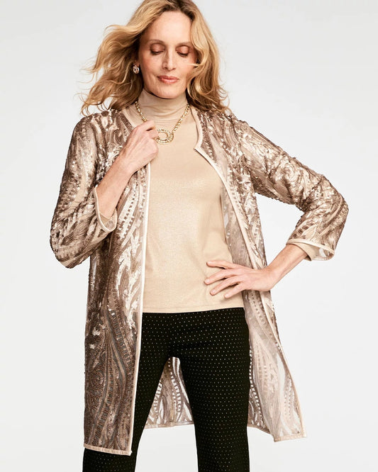 Chico's Travelers™ Collection Champagne Sequins Jacket