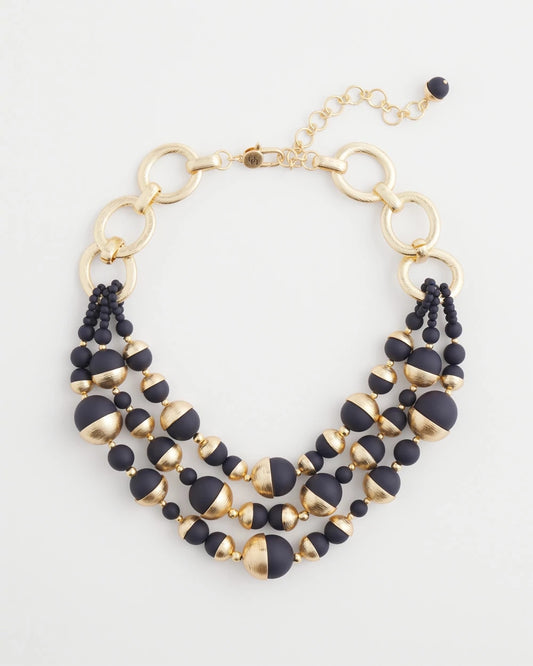 Chico's Gold & Navy Bead Necklace