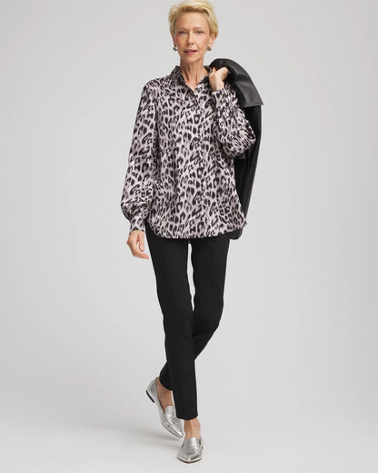 Chico's Faux Silk Snowy Animal Shirt