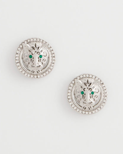 Chico's Green Eye Tiger Clip-On Earrings