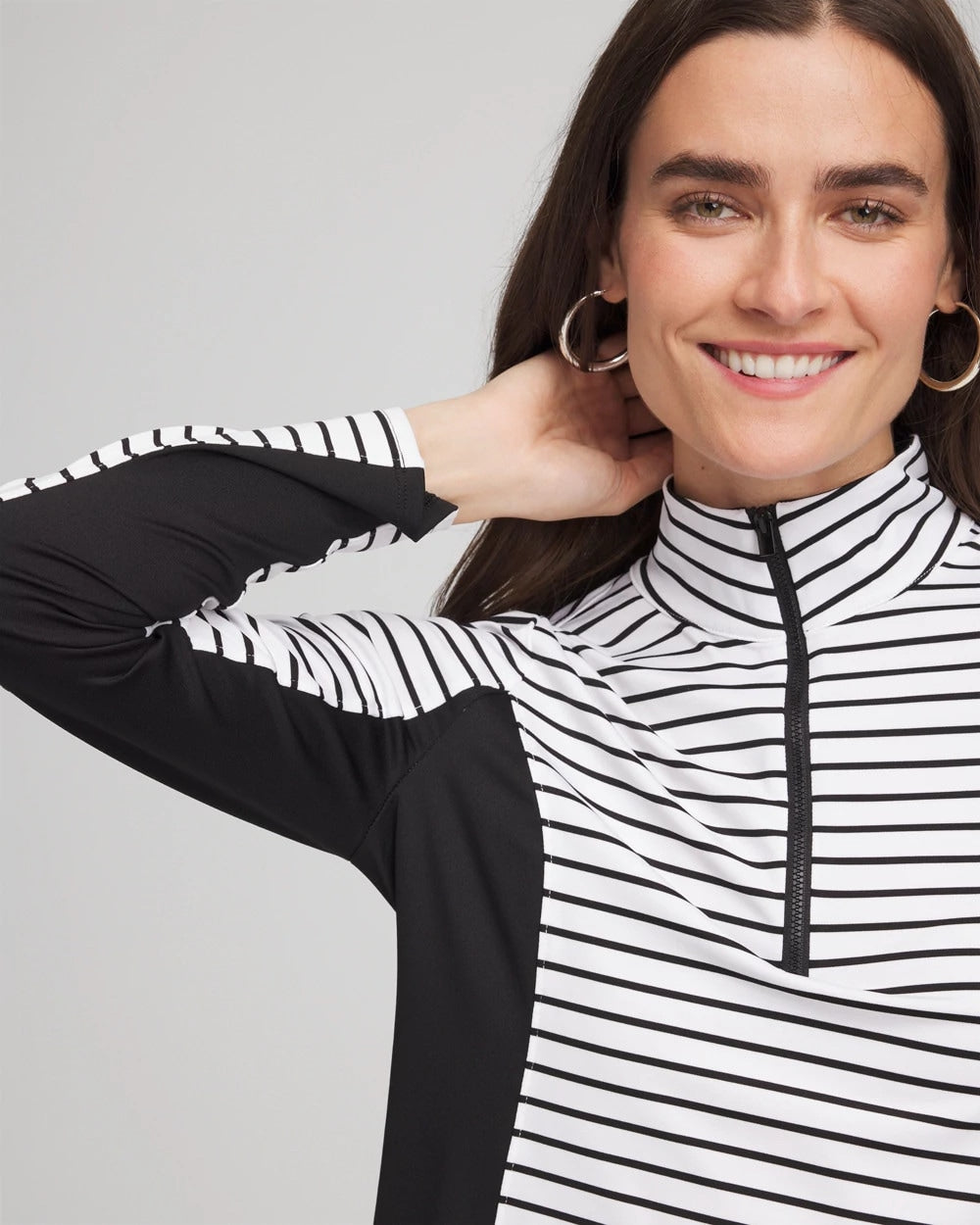 Chico's Zenergy® UPF Striped Block Half Zip