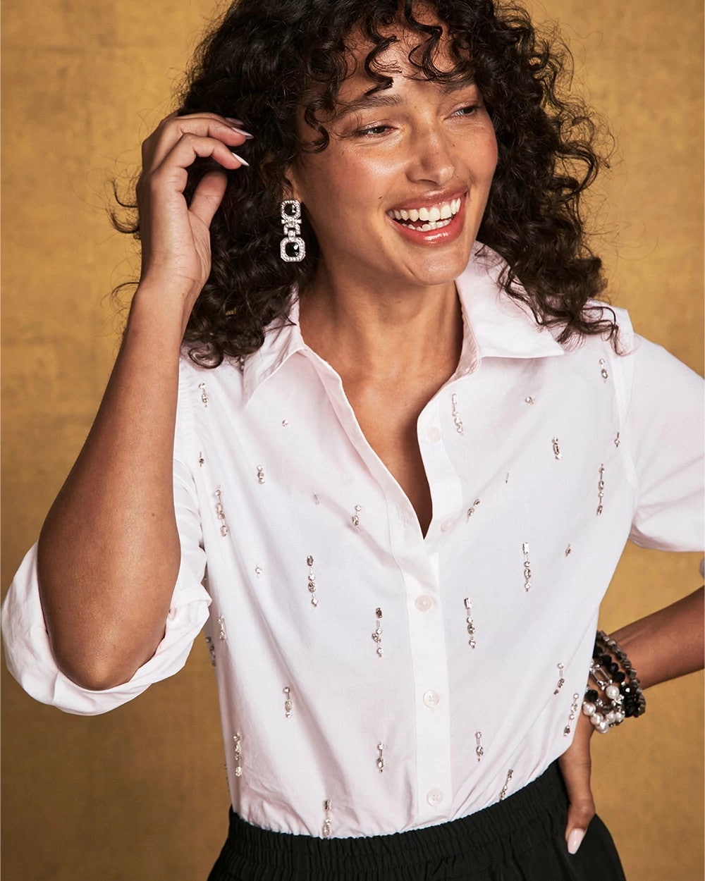 Chico's Jeweled Poplin Shirt