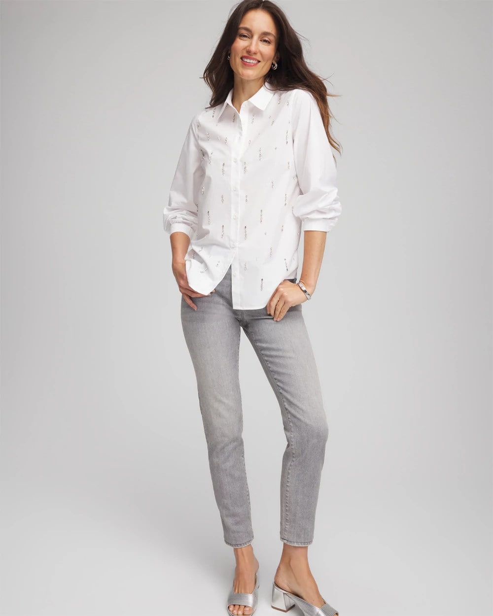 Chico's Jeweled Poplin Shirt