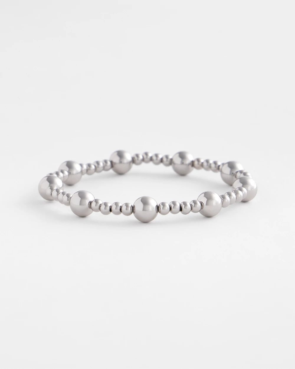 Chico's Silver-tone Medium Bead Stretch Bracelet