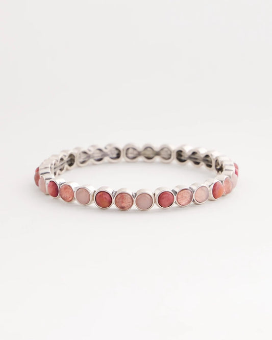 Chico's Quartz & Rhodonite Stone Silvertone Round Stretch
