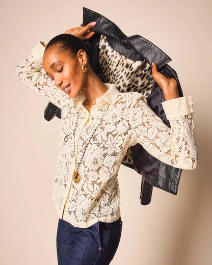 Chico's Classic-Fit Collared Lace Shirt