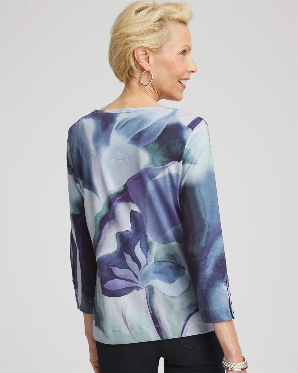 Chico's Pima Button Sleeve Tee