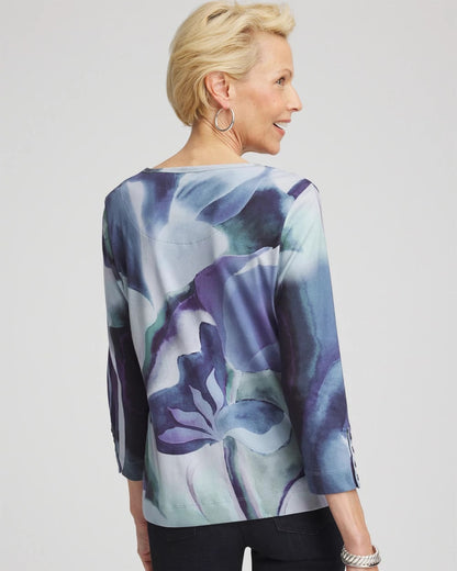 Chico's Pima Button Sleeve Tee