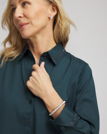 Chico's Rhinestone Embellished Poplin Tunic