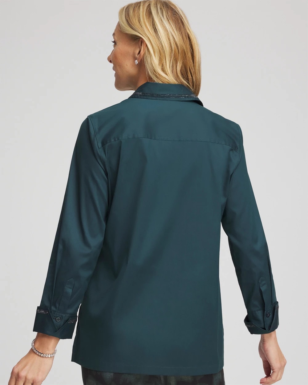 Chico's Rhinestone Embellished Poplin Tunic