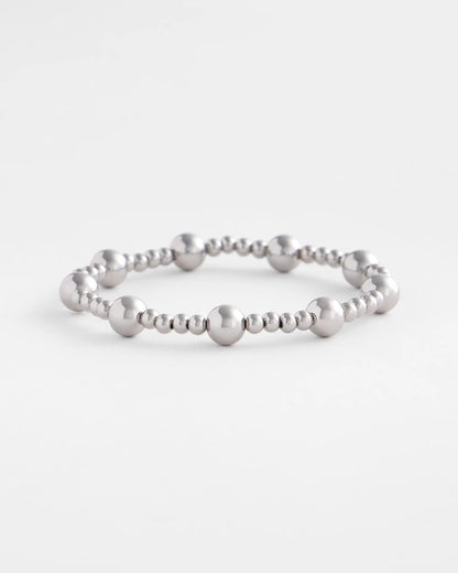 Chico's Silver-tone Medium Bead Stretch Bracelet