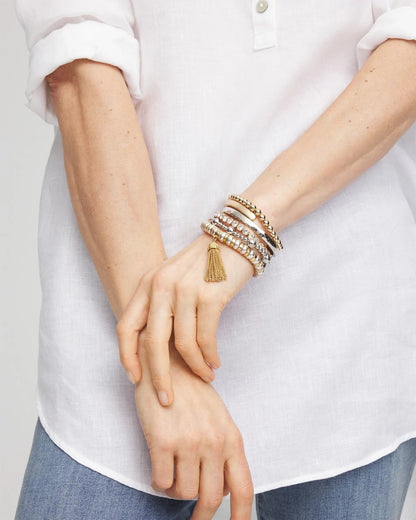 Chico's Silver-tone Medium Bead Stretch Bracelet