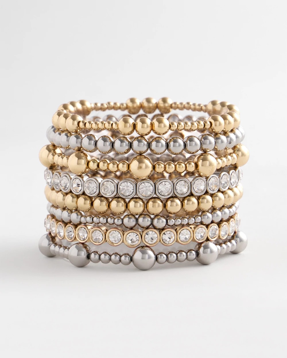 Chico's Silver-tone Medium Bead Stretch Bracelet