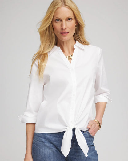 Chico's Poplin Tie-Front Top
