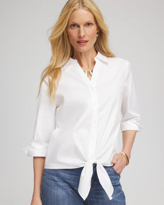 Chico's Poplin Tie-Front Top
