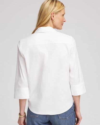 Chico's Poplin Tie-Front Top