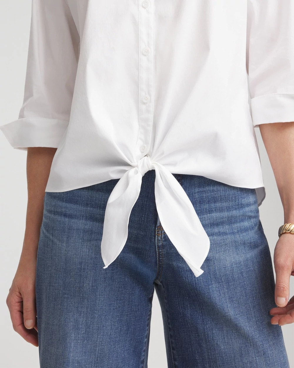 Chico's Poplin Tie-Front Top