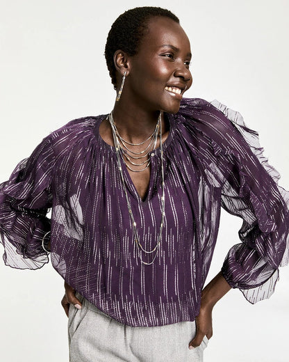 Chico's Georgette Ruffle Sleeve Blouse