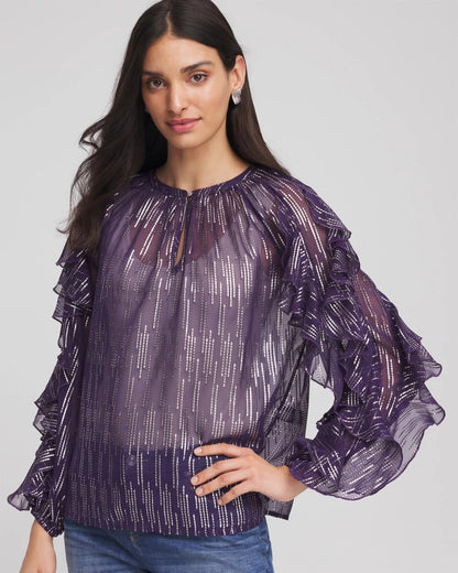 Chico's Georgette Ruffle Sleeve Blouse